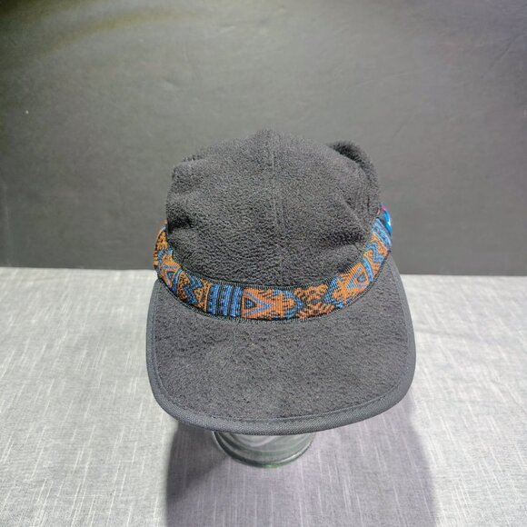 Kavu Fleece Strap Cap Hat Size Small Black Aztec Band Three Panel Duck Bill USA - Picture 3 of 8